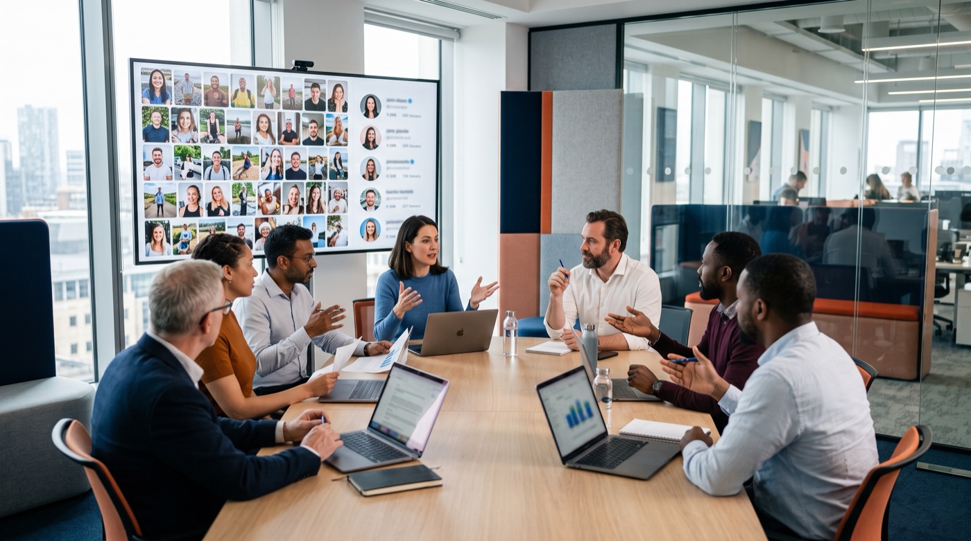 A brand team debates an open affiliate program versus a curated list of approved creators.