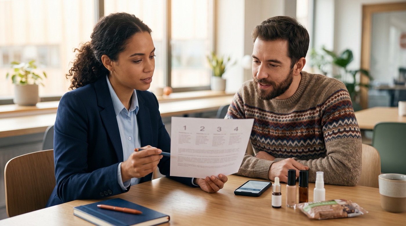 A brand partnerships manager walks a creator through a four-part collaboration agreement.