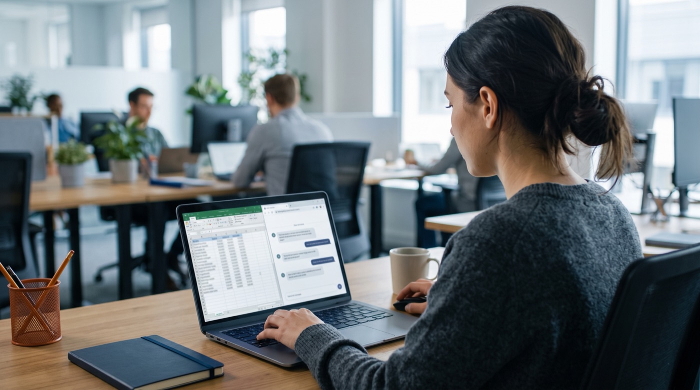 An employee pasting customer data from a spreadsheet into a public AI chat window